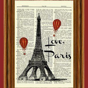 Eiffel Tower Paris Upcycled Dictionary Art Print